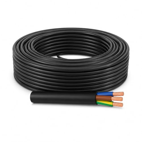 WEBMATEL Cable RV-K 3x1.5mm 0.6/1kV 25 Metros - Manguera RVK Cable Electrico Exterior Negro para Instalacion Electrica
