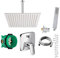 vanvilla Duschsystem mit Unterputz Duscharmatur von Hansgrohe Logis und vanvilla Regendusche mit Armatur, Duschkopf eckig, Dusch-SET HG17 poliert