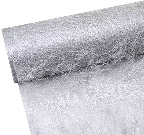 Sizoflor Tischband - 25 Meter Rolle + 100 Dekodiamanten Gratis (20cm Breite, Silber)