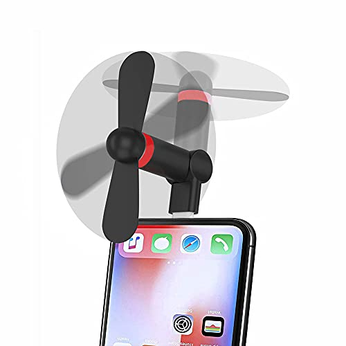 Wuedozue Tragbarer Mini-Ventilator, 180 Grad drehbar, kleiner Kühler, Handy-Ventilator, kompatibel mit iPhone 14/14 Pro Max/13/13 Pro Max/12/11/12 Pro/Xs/Max/X/iPod und anderen Geräten
