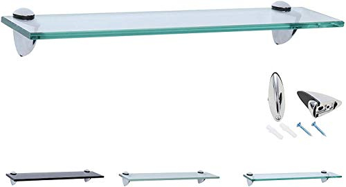 Rapid Teck Glas Wandregal Klarglas transparent 50cm x 20cm - Glasregal mit 8mm ESG Sicherheitsglas - Glasregal perfekt als Badablage Glasablage für Badezimmer - Verschiedene Größen wählbar