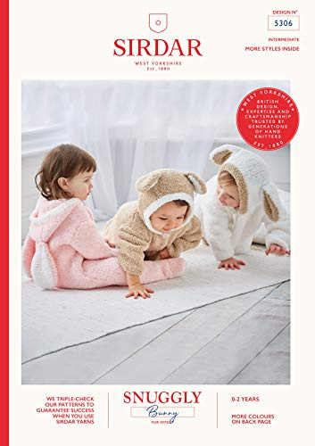 Sirdar Snuggly Bunny Fur Effect Knitting Pattern Booklet - 5306 Bunny & Teddy Onsies
