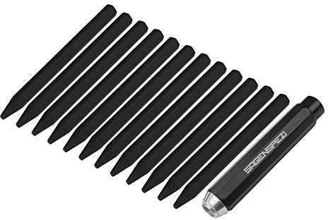 Sägenspezi Kreide schwarz 12 Stück inklusive Kreide-Halter für 11 mm bis Ø 12 mm (auch in verschiedenen Farben auswählbar) Signierkreide 11 x 110 mm Forstkreide wasserfest