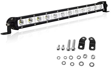 Willpower Barra LED Fuoristrada 33cm 60W Fila Unica Fari Led Trattore 12V 24V Spot Faretto Fendinebbia Luce Impermeabile Faro da Lavoro Luci Led per Auto Camion Barca 4X4 SUV ATV UTV