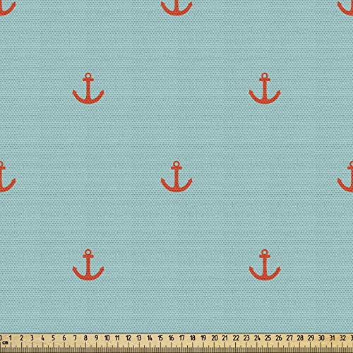 ABAKUHAUS Anker Gewebe als Meterware, Nautische Sailor Theme, Dicht Gewebter Stoff zum Nähen Polster Wohnaccessoires, 3M (148x300cm), Hellblau