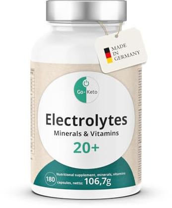 Go-Keto Elektrolyte Mix 180 Kapseln, 24 optimal abgestimmte Electrolyte & Vitamine zur sicheren Versorgung bei Sport, Fitness oder einer Keto Diät, laktosefrei, glutenfrei