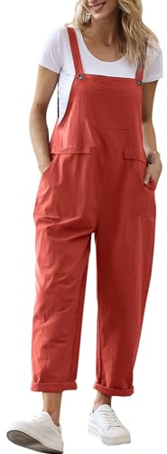 YESNO Damen Latzhose Sommer Oversize Trägerhose Beiläufig Loose Bib Pants Overall Baggy Jumpsuit Strampler Sommerhose mit Träger PV9DE