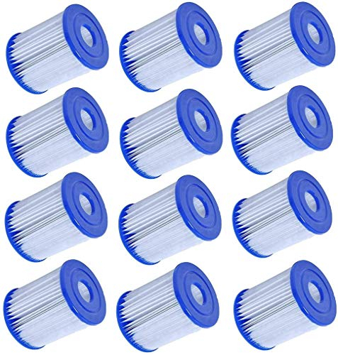 woejgo Pool Filter Type I, Filter Cartridges for Size 1, Size I Filter Cartridge for Pools, Inflatable Pool Filter, Easy Installation, 3.1 x 3.5 Inch (12 Pack)