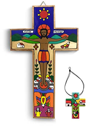 Kruzifix Wandkreuz katholische Kreuze für Wand Holzkreuz Wanddekor Wandkreuze für Zuhause Dekor Religiöse Wanddekoration Kreuz für Wand christliche Geschenke für Mutter Kreuz Dekor Jesus Decor 12,7 x
