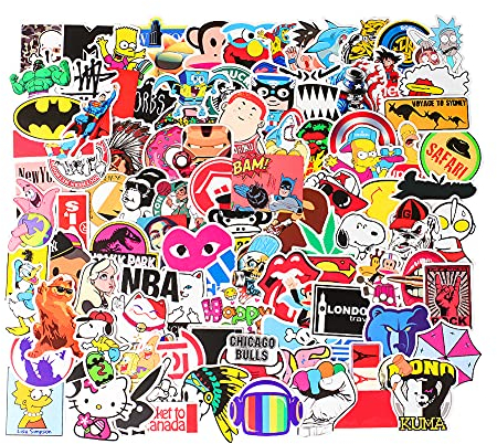 Zhongtou 100 Stück Aufkleber Sticker Set Wasserfest Coole Stickerbomb Graffiti Style Decals für Skateboard Laptop Scooter Helm Koffer Kühlschrank Fahrrad Motorrad Snowboard Wasserflasche
