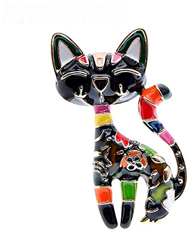 Générique Broche Chat pour Femme en Métal Emaillé