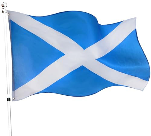 Drapeau écossais pour la Saint André - Décoration de déguisement - Grand drapeau écossais avec œillets - Environ 5ft x 3ft - Football - Rugby - Événements sportifs, fêtes de rue et célébrations