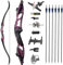 SHARROW 56 Zoll Takedown Recurvebogen Set Erwachsene 30-50 Lbs Wettbewerbsbogen BogenschießEn Bogen Pfeil Set Erwachsene Jagdbogen Sportbogen Recurve Bogen für Rechtshänder Jagd (Rote Set, 40Lbs)
