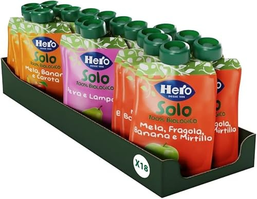 Hero Solo Bio Frutta Frullata Multigusto, 18 Pouch Misti 100g