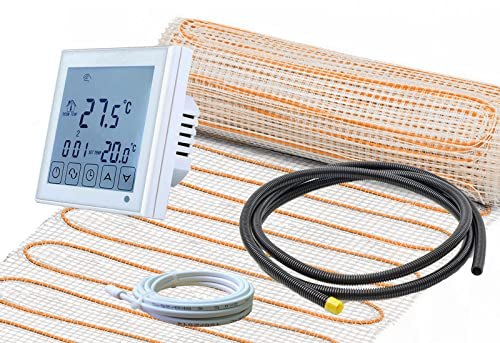 Thermostat RT-45 weiß mit elektrische Fußbodenheizung UltraPro 200 für Fliesen - extra stark (3 m² - 0,5 x 6 m)