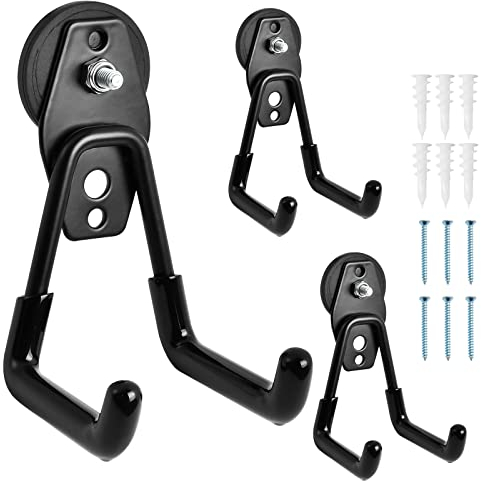 Worldity Confezione da 3 ganci magnetici, resistenti, resistenti, ganci magnetici da garage con rivestimento antiscivolo, per garage, organizzazione officina, non c'è bisogno di forare