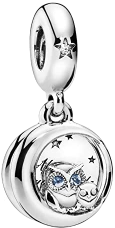 Lkwidi Charme Immer an Ihrer Seite Eule Dangle Charms-Anhänger 925 Sterling Silber Charm Bead Pendant für Europäische Armbänder und Halsketten