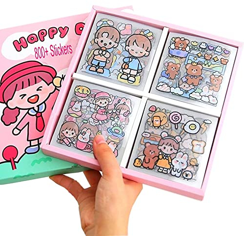 100 Stück Kawaii Sticker Cute Aufkleber Cartoon Stickers Niedliche Aufkleber Kawaii Scrapbook Zubehör Niedliches Mädchen Aufkleber PET Transparent Aufkleber für DIY Bullet Journal Zubehör