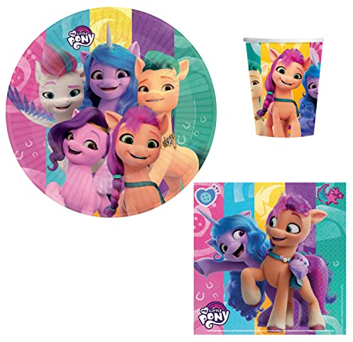 Amscan 10139763DY - Partygeschirr My Little Pony, Servietten, Teller, Becher, Kindergeburtstag
