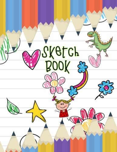 Sketch Book For Kids: A4 size drawing notebook 100 pages of blank white sheets and lined one by one with a beautiful cover | Large A4 drawing book for children