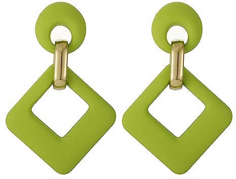 SIXDUTON Ohrringe Creole für Damen, Hypoallergen Groß Rechteck Neon Statement Ohrringe Modeschmuck für Frauen und Mädchen (Grün)