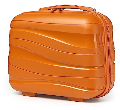KONO Valigia Trolley Piccolo 35,5cm Valigie da Viaggio Cabina Rigida Polipropilene Leggero Borsa da Toilette (Arancione)