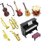 UQTUKO Miniatur Musikinstrumenten Set, 11Pcs Miniatur Puppenhaus Zubehör 1:12 Miniatur Puppenhaus Musikinstrument aus Geige Klavier Trompete Saxophon E-Gitarre für Puppenhaus Mini Musikzimmer