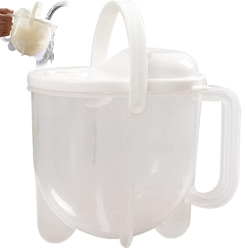 Rice Strainer, Colander Sieve, Rice Washer Strainer Bowl 14 Oz Rice Plastic Strainer Grain Rice Washing Bowl with Removable Lid for Vegetable Fruit Kitchen Colander