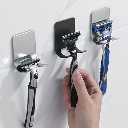 Perfecto Razor Holder for Shower 2 Pack, Powerful Self Adhesive Razor Hook, Black Razor Stand - Prolong The Life Of Your Shaving Tools