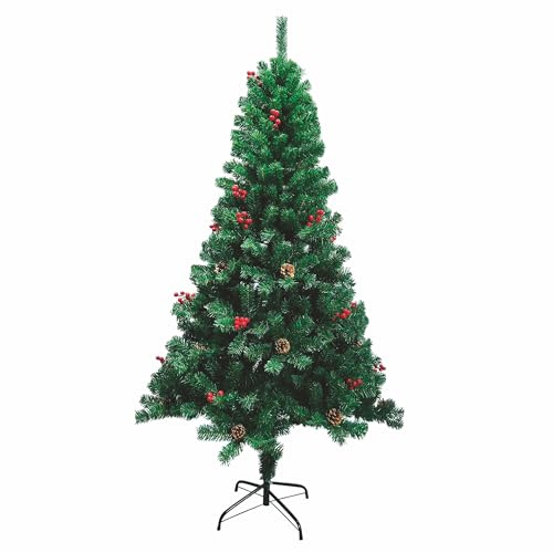 Albero di Natale 650 rami h. 180 cm, bacche e pigne, New Sestriere Santa's House
