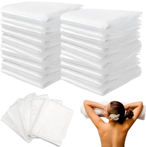 Atarvana 50 láminas de plástico desechables para envoltura corporal abierta de 83 x 47 pulgadas, láminas de plástico para bolsa de bañera de película, bañera en casa, spa, salón de belleza, suave y