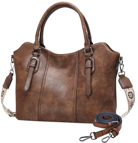 VASCHY Handtasche für Damen, Vegan Leder Hobo Taschen Top Griff Satchel Schulter Frauen Geldbörse Handtasche Geldbörse mit Crossbody Gitarrengurt Braun