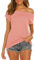 Lalala Off Shoulder Oberteil für Frauen Kurzarm Dressy Casual Sommer Blusen (Koralle M)