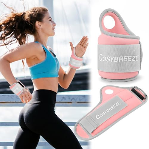 Cosybreeze Gewichtsmanschetten Hand Frauen Männer Gewichtsmanschetten Handgelenk Gewichte für Arme 3kg 1 Paar Handgewichte Armgewichte für Fitnessstudio, Bewegung, Laufen, Joggen, Hellrosa