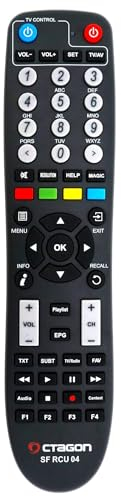 Octagon SF8008 4K UHD Original Fernbedienung für alle SF8008-Modelle (SF RCU04), 2in1 Fernbedienung (ohne Anlernen für Ihren Receiver & lernbar für Ihren Fernseher) Neues Modell SF RCU 04