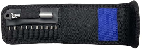 BIKE BROZ 1/4 Zoll Mini Ratsche mit Bitset in Kleiner Tasche 12 teilig | Fahrrad Werkzeug Set für unterwegs mit Knarre und Bithalter | Ratschenschlüssel Robby Ratchet by