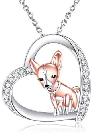 YFN Chihuahua Ketten Sterling Silber Hund Anhänger Halskette Hund Schmuck Für Damen Mädchen Chihuahua Geschenke