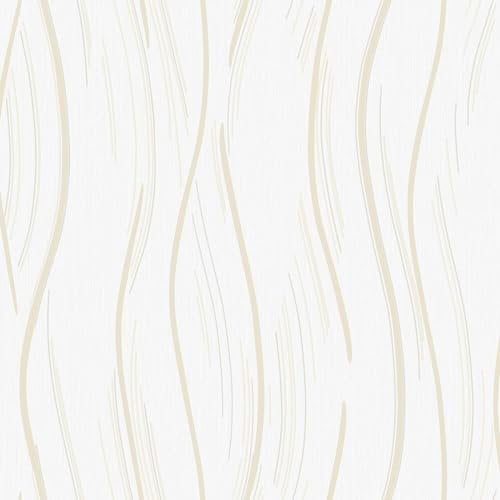 World of Wallpaper Stylish Shimmer Wallpaper – Lightly Textured Striped Wallpaper – Modern Wallpaper for Living Room, Bedroom, Hallway – Beige/Gold AF0024 (Beige and Gold)