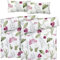 Pure Label Blumen Bettwäsche 4teilig 155x220 cm mit einem 2er Set Kissenbezüge 40x80 cm - Traumhaft weiches Bettwäsche-Sets 155 x 220 cm in weiß aus 100% Baumwolle mit YKK Reißverschluss