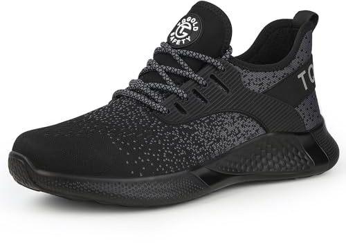 TQGOLD Chaussures de Sécurité Hommes Femmes Basket de Securite | Légère Respirant Antidérapant Chaussures de Travail Embouts en Acier | Confortable Amorti Industrie Protection Sneakers