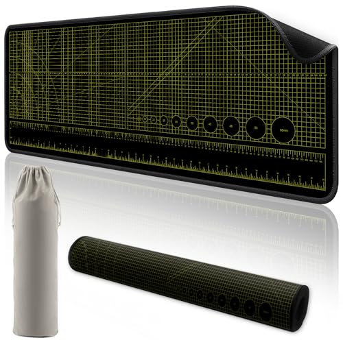 ‌2F22E Premium Portable Workbench Mat 43.31x15.75 Inch - Non-Slip Dual Measuring Scales & Angle Guides - Durable Table Protector for Workshops, Crafts & DIY