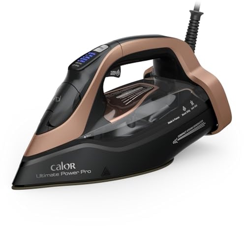 Calor Ultimate Power Pro - Plancha de vapor, potencia de una central de vapor, 3200 W, flujo de vapor continuo 85 g/min, función de prensado 300 g/min, fabricado en Francia FV9E50C0