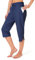FitsT4 Sports Damen Badehose Schwimm Caprihose Lange Badeshorts Schnelltrocknend Mädchen Badeanzug für Frauen mit Netztaschen Marineblau M