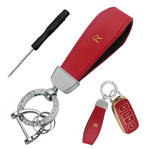 SZSMW Porte Clef Femme - Porte Clé Femme - Porte Clé Cuirc Suient Pour La Voiture,Le Bureau,Les Petits Accessoires De Sac à Main, Convient Aux Hommes (Livré Avec Un Petit Tournevis)(ModèleRouge)