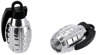 Set: 2X Ventilkappe Handgranate, Silber eloxiert