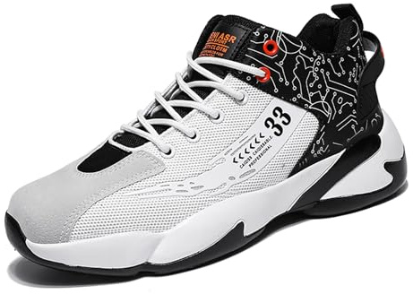 Geymxzik Basketballschuhe Herren Turnschuhe Outdoor Mode Sportschuhe Leichte Sneaker Trainingsschuhe 5502 weiß schwarz EU 42