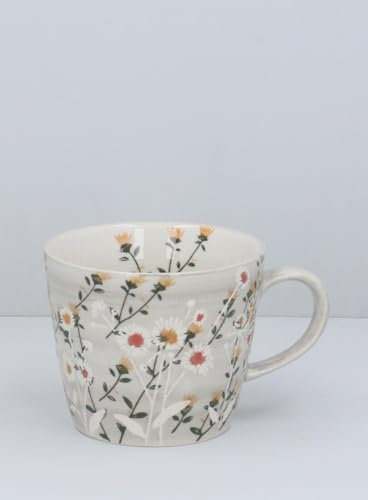 Grey Wild Daisy Mug, Grey Mug, Pretty Floral Mug, Grey Meadow Flower Mug, Housewarming Gift, Mug for Tea, Floral Coffee Mug, Tea Cup, Kitchen Gift, Housewarming Present, Tea Mug