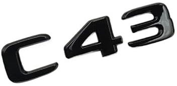 RCTGPGJAC ABS Chrom Schwarz C 43 Logo C43 Emblem Buchstaben Kofferraum Abzeichen Aufkleber kompatibel for Mercedes Benz C43 AMG W204 W205 Aufkleber Zubehör(Glossy Black)