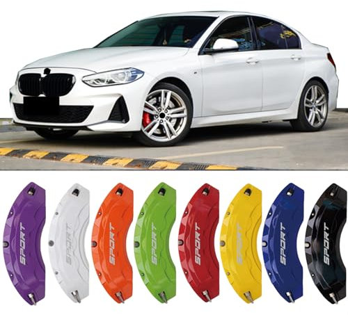 4pc Brake Caliper Covers Compatible Front Rear for BMW 1 SERIES Accessories (Black)