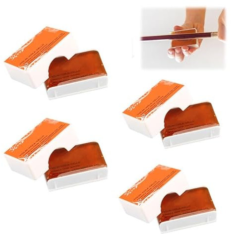 4er-Pack Kolophonium, Kolophonium Geige Kolophonium für Cello Kolophonium Bogenharz Durchsichtiges Hochwertiges Staubarm Kolophonium ideal für Streichinstrumente Inklusive Schutzetui (Set D)